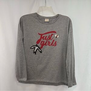 ZARA Just Girls Gray Long Sleeve Beaded T-Shirt